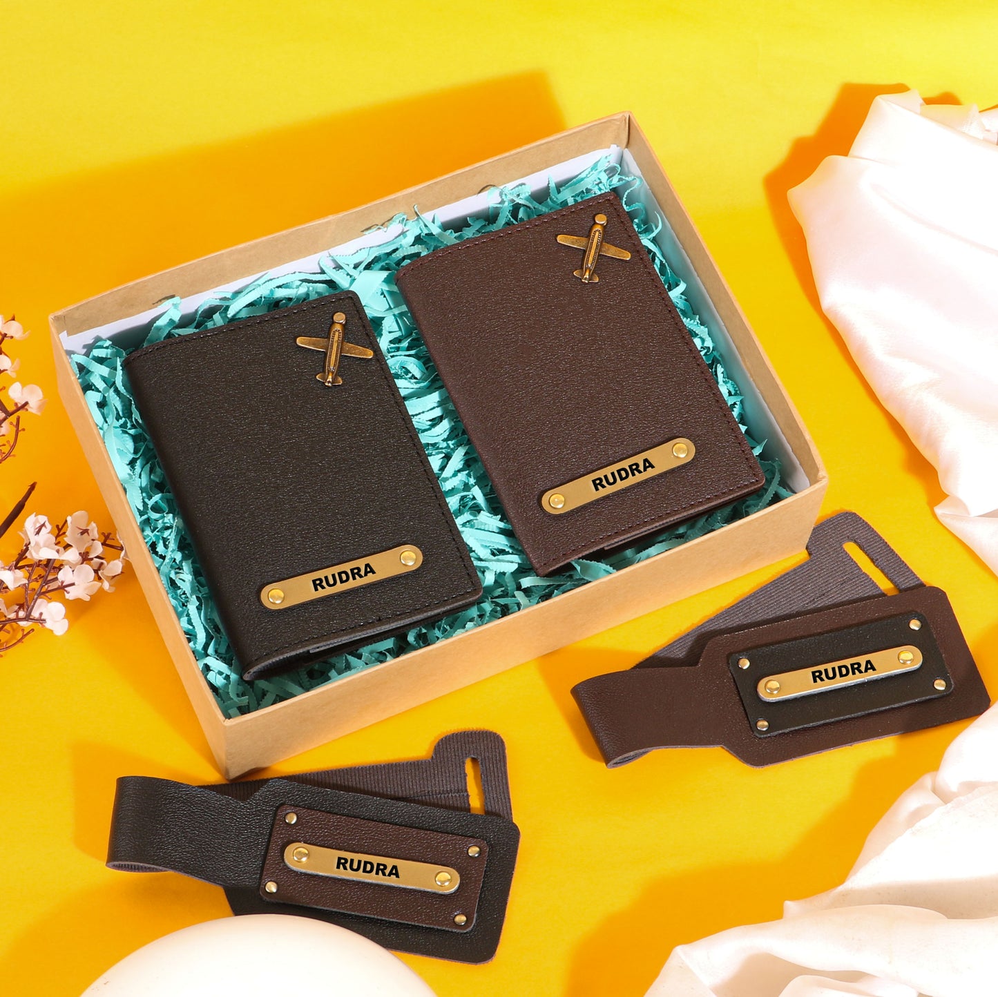 couples passport covers and couples bagtags hamper