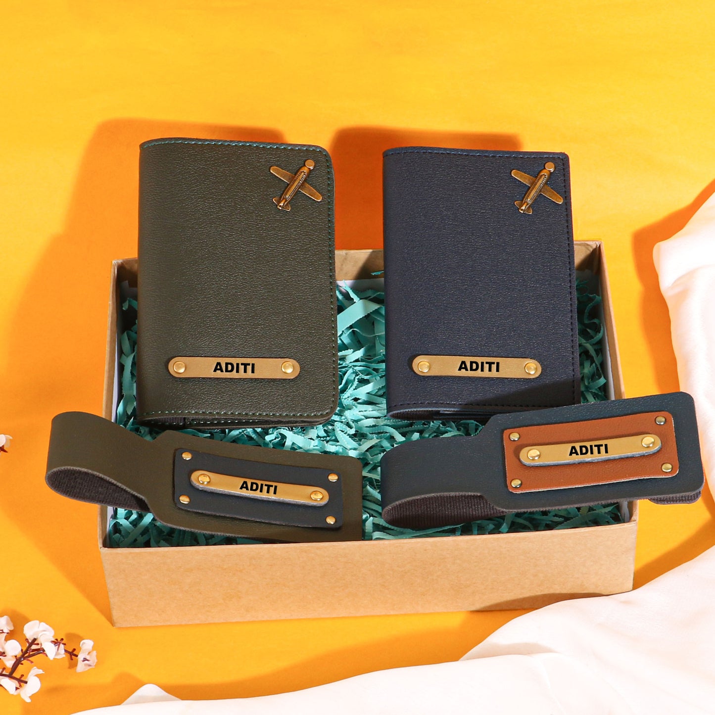 couples passport covers and couples bagtags hamper