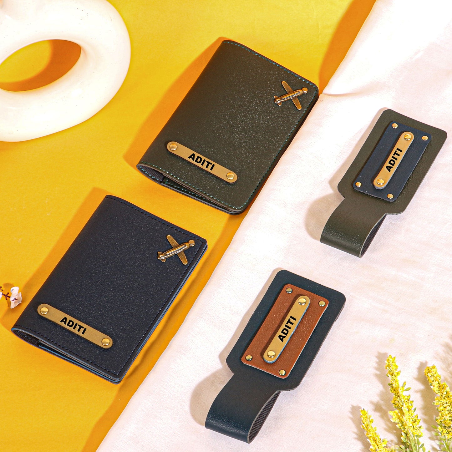 couples passport covers and couples bagtags hamper