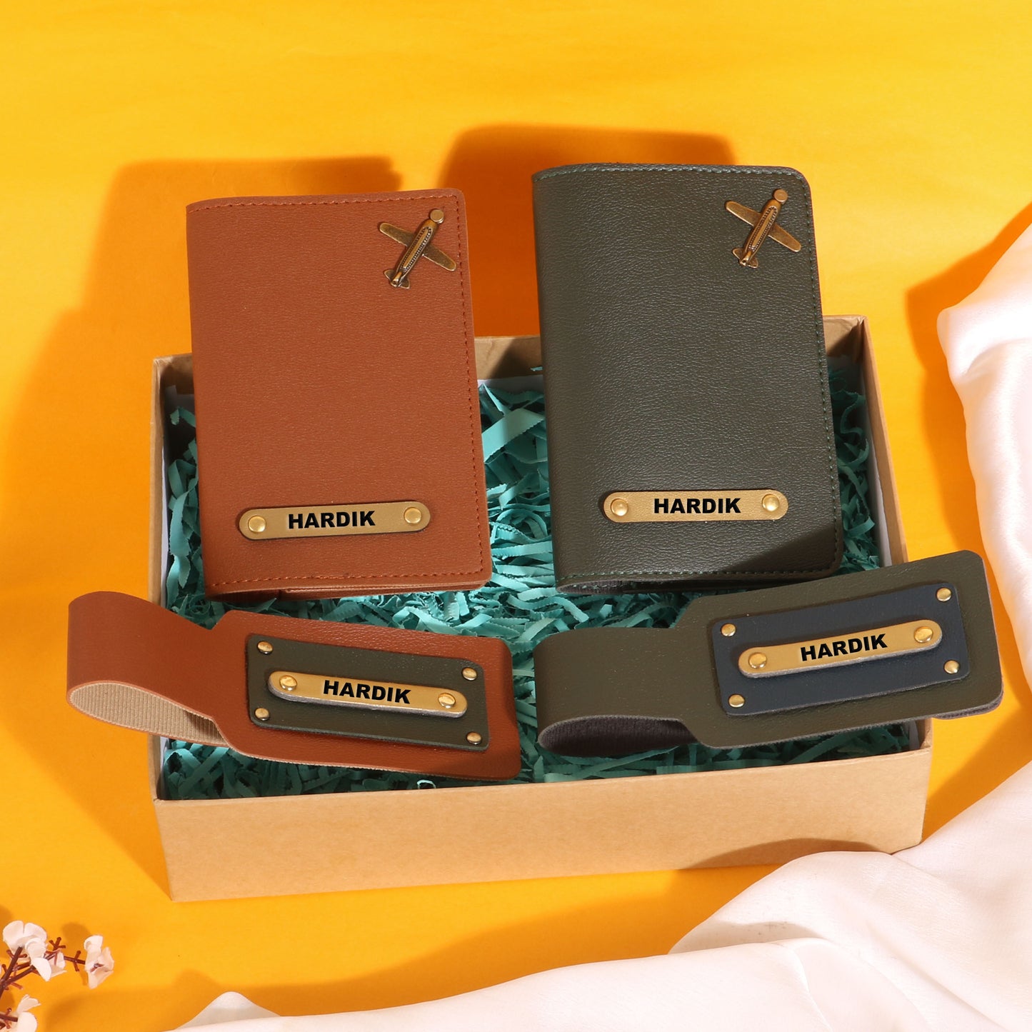 couples passport covers and couples bagtags hamper