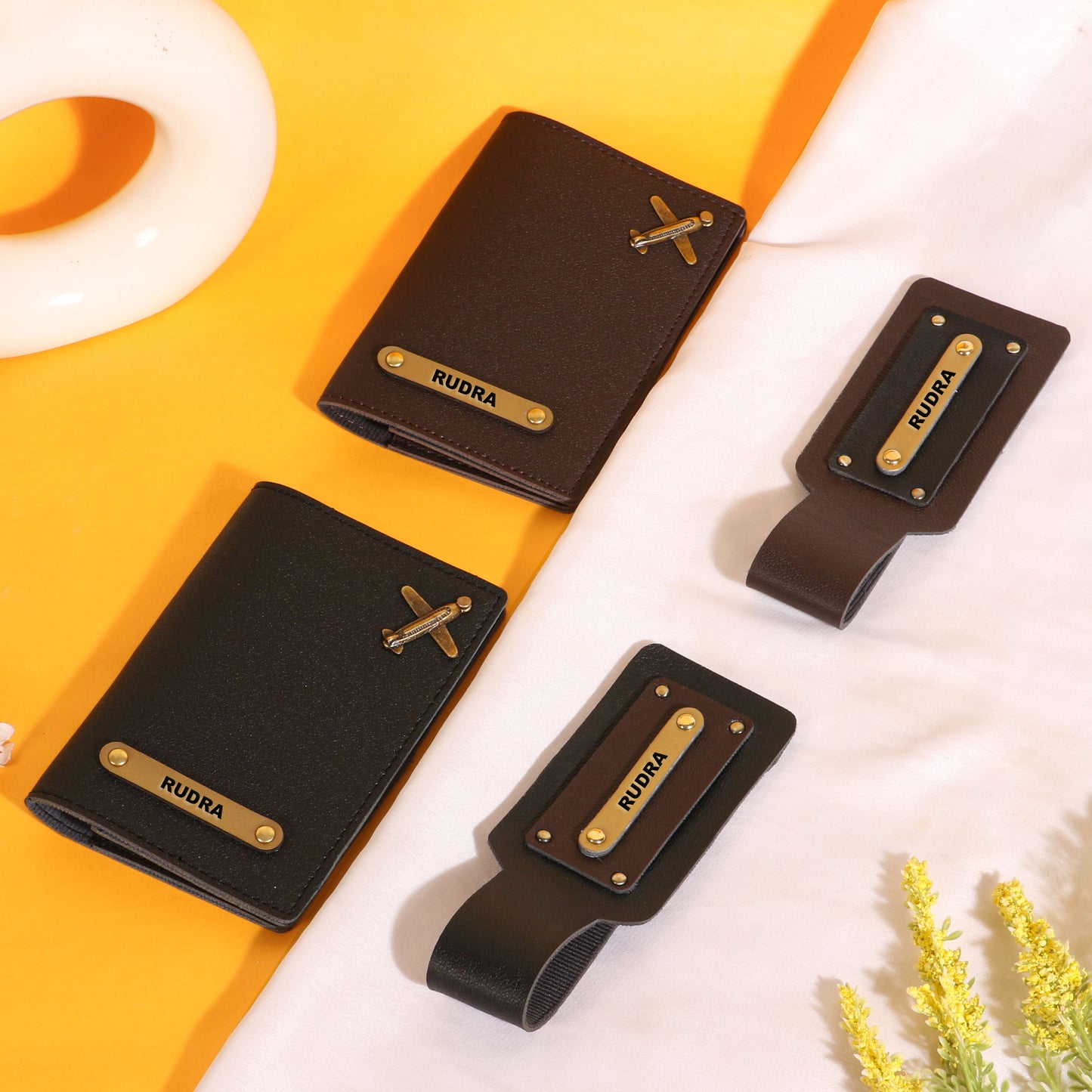 couples passport covers and couples bagtags hamper