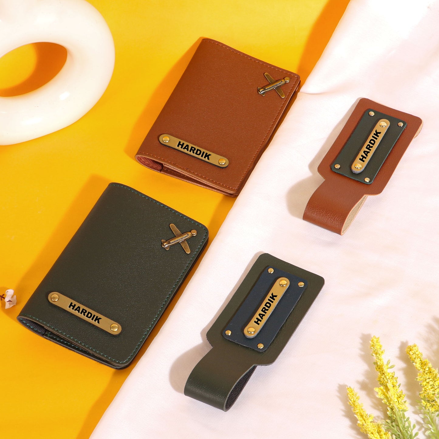 couples passport covers and couples bagtags hamper