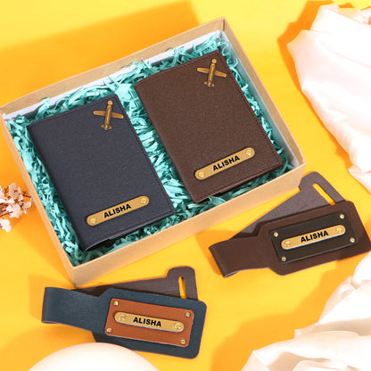 couples passport covers and couples bagtags hamper