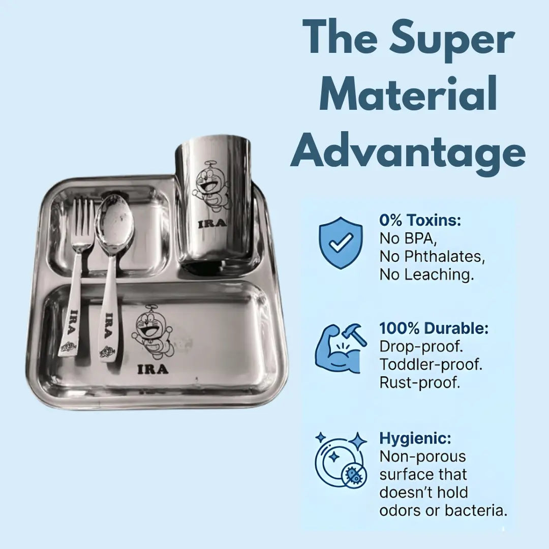 Personalized Thali Set for Kids - Stainless Steel Plate with Name My Store NC Gifts