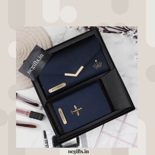 Women's Wallet and Passport Combo Blue