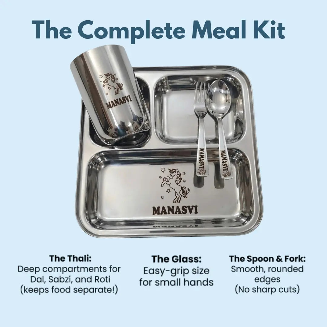 Personalized Thali Set for Kids - Stainless Steel Plate with Name My Store NC Gifts