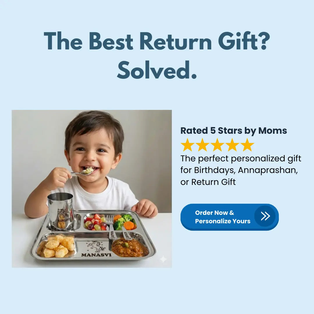 Personalized Thali Set for Kids - Stainless Steel Plate with Name My Store NC Gifts